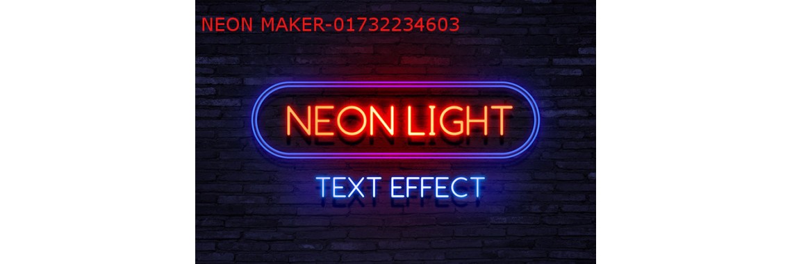 Colourful illuminated glass neon tubes